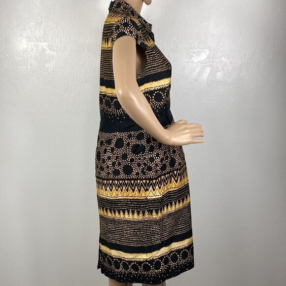 Liz Claiborne black & gold cap sleeve collared shirt dress size 12P - Picture 3 of 9